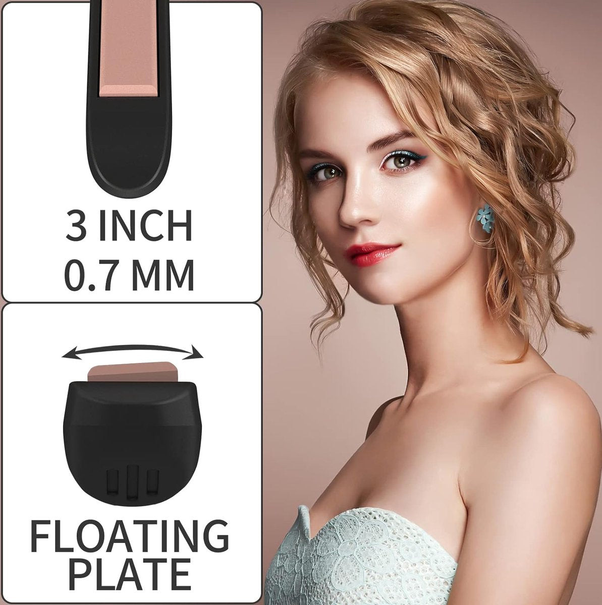 Mini Stijltang Voor Kort Haar, 2-in-1 Glad en Krullend, Met Instelbare Temperatuur 50 ℃ - 230 ℃