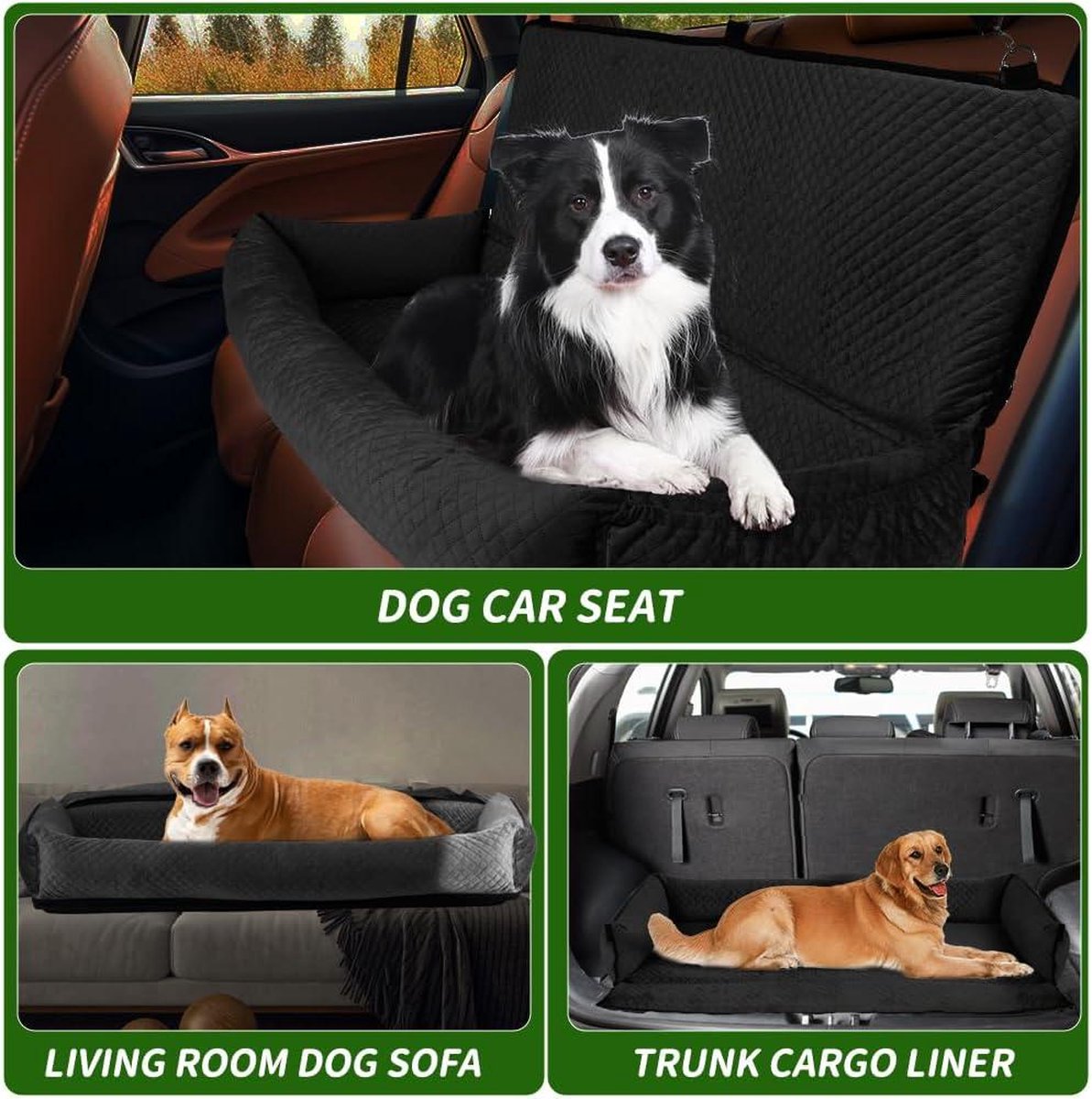Car seat bed for large and extra large dogs - pet booster back seat - 47 inch x 50 cm - pet travel bed - back seat protector with pocket - SUVs - removable and washable dog bed car