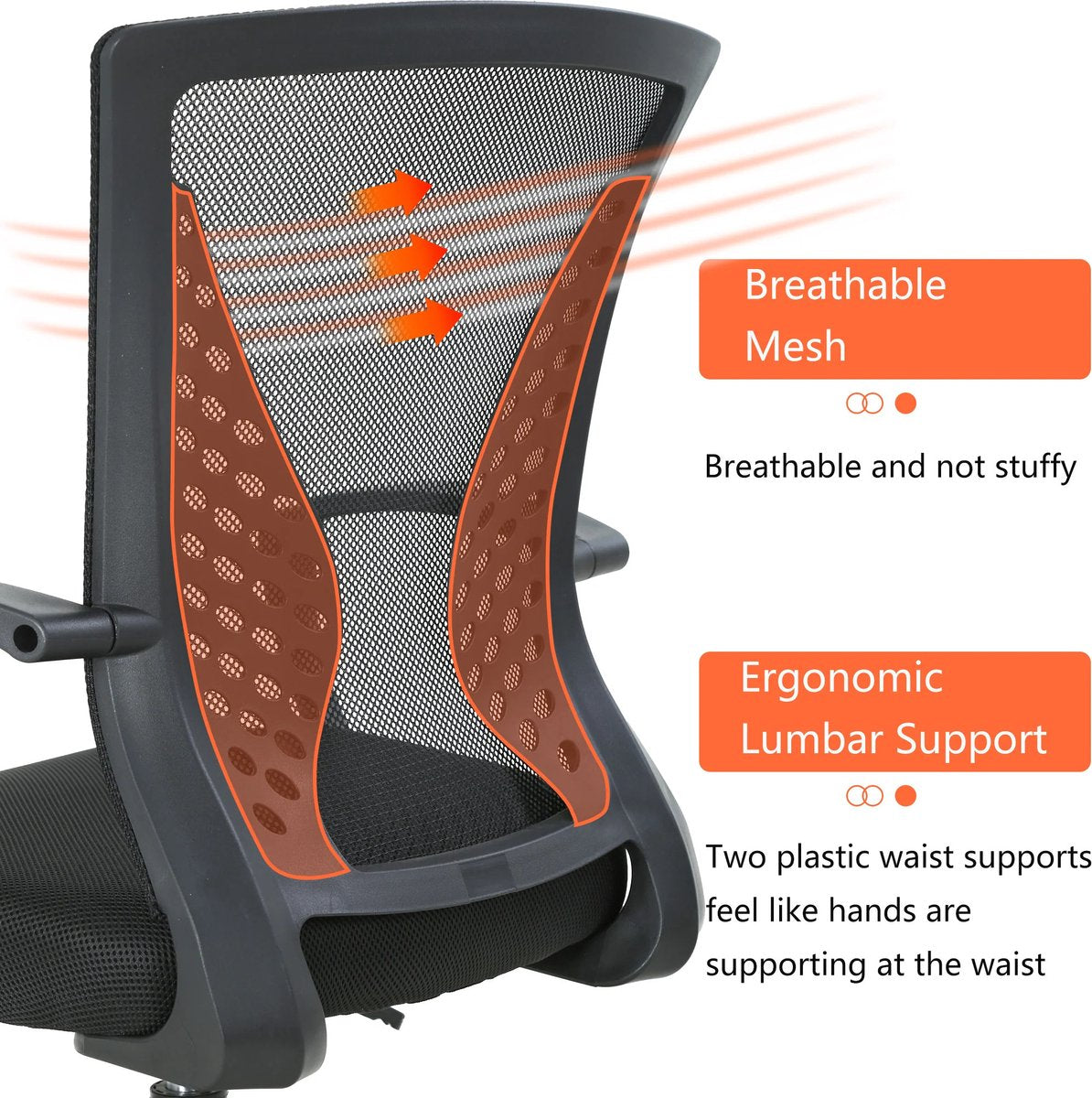 Best Office OC-20DF2-Black Office Chair - Home & Office Chair - Up to 113 KG - Ergonomic - Black