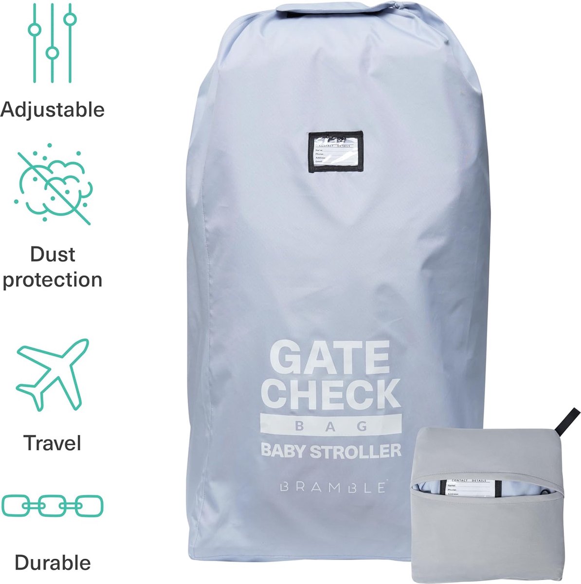 XL Gate Check transport bag for strollers - air travel and storage - sturdy and waterproof - large 116 x 53 x 33 cm