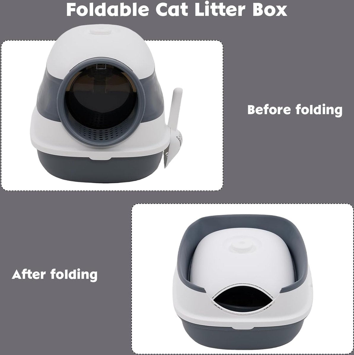 Electric Cat Litter Box - UV Light - Sterilization and Deodorization Function - Large Tray - Dark Grey - Automatic Cat Litter Box
