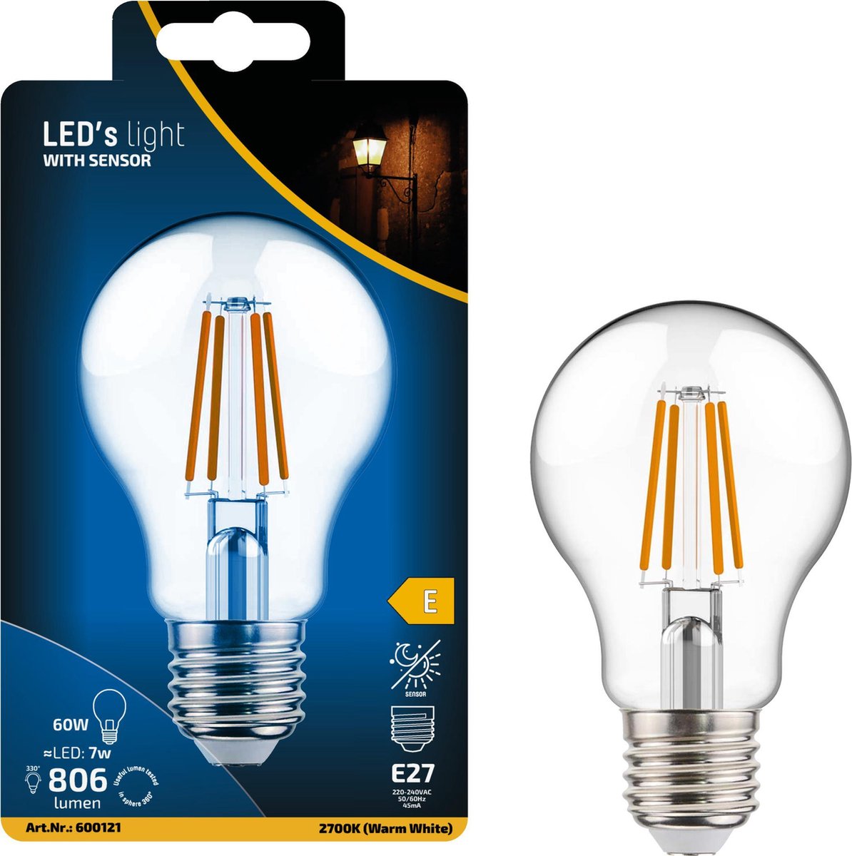 Proventa Glasso LED Wandlamp met Dag- en Nachtsensor - Warm wit Licht - Zwart
