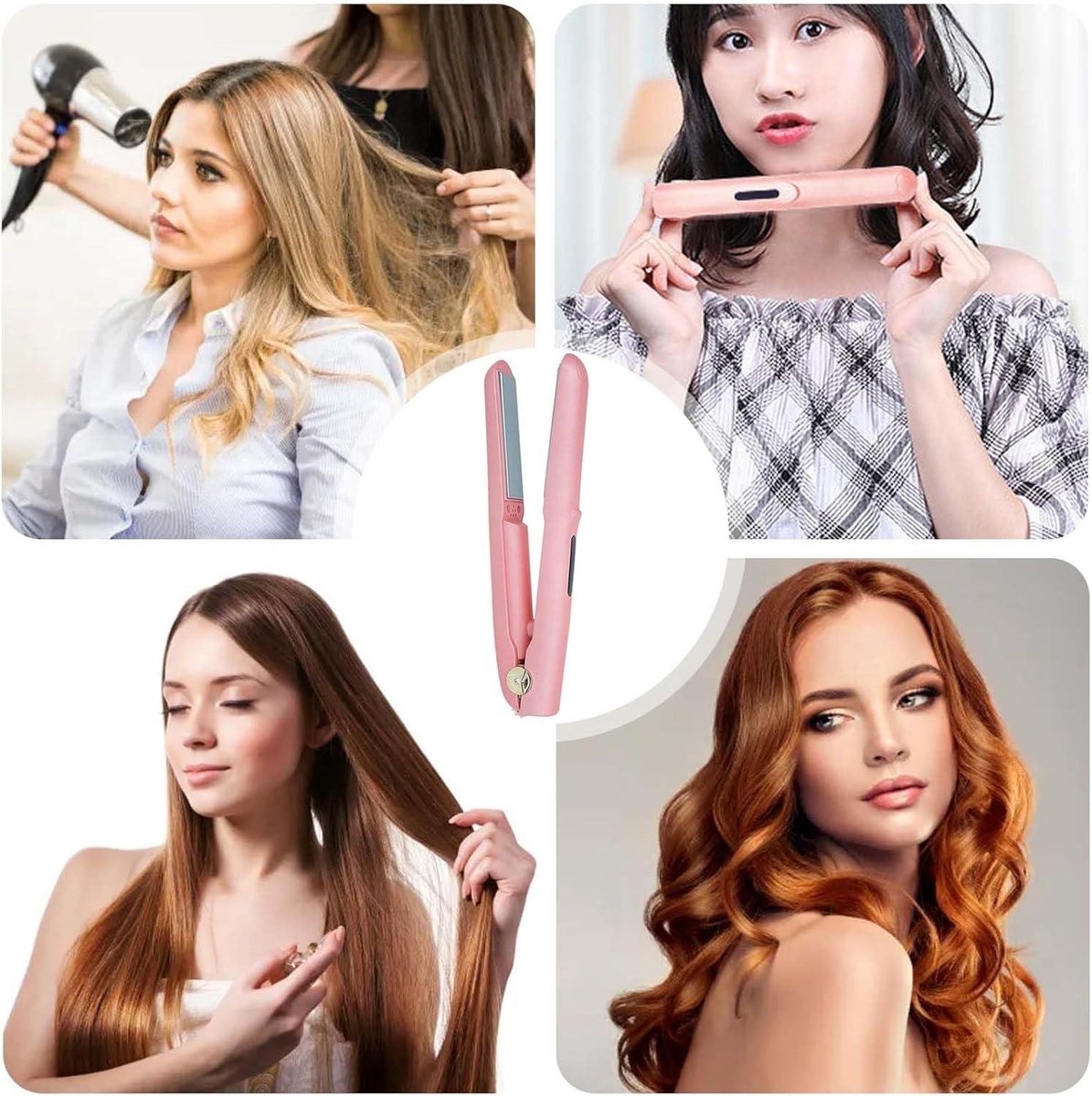 Hair straightener 2-in-1 mini hair straightener cordless ceramic USB - for hair