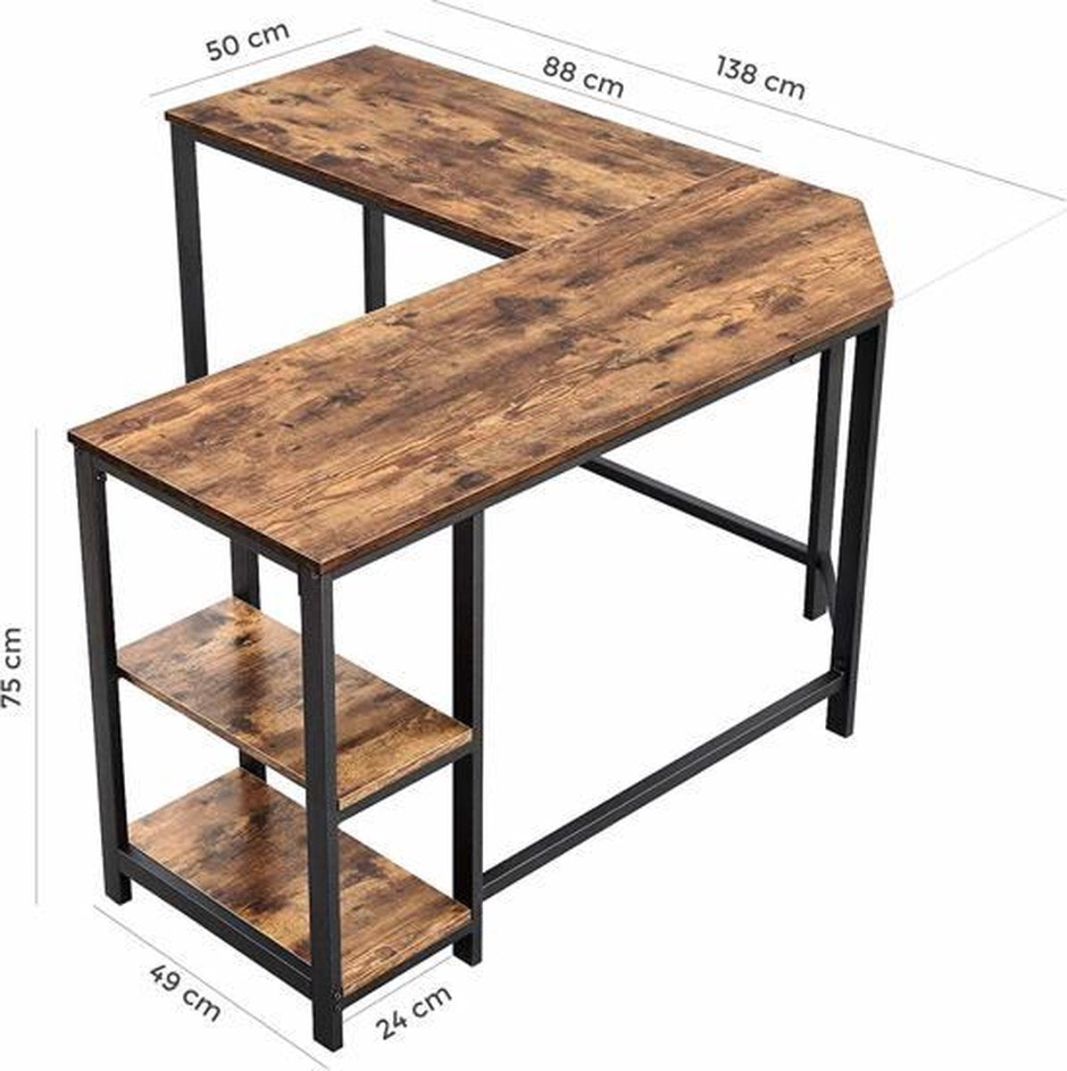 Industrial corner desk - various colours, MDF