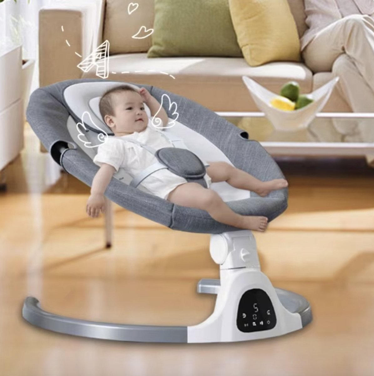 J&R Elektrische Wipstoel - Wipstoel - Babystoel - Baby Swing - Schommelstoel - Elektrisch - Afstandsbediening - Bluetooth voor muziek - Roze
