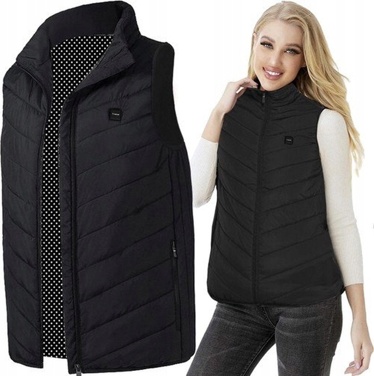 MOZY - Elektrische Bodywarmer - Zwart - Maat XL - tot 45 °C - Wasmachine Bestendig - 3 Niveaus - Zonder Powerbank - Verwarmde Bodywarmer - Unisex - Dames en Heren - Verwarmd Vest - Thermo Vest