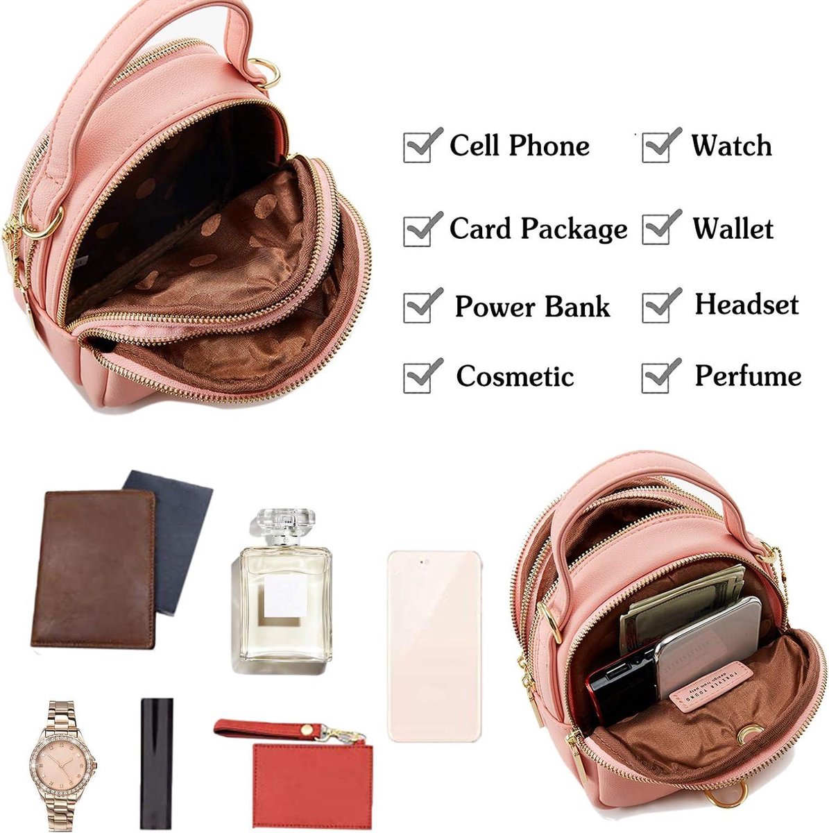 Mini Backpack Women's Fashion Handbag Girl Waterproof Shoulder Bags with Earphone Hole Leather Daypack Travel Dating Small Backpack