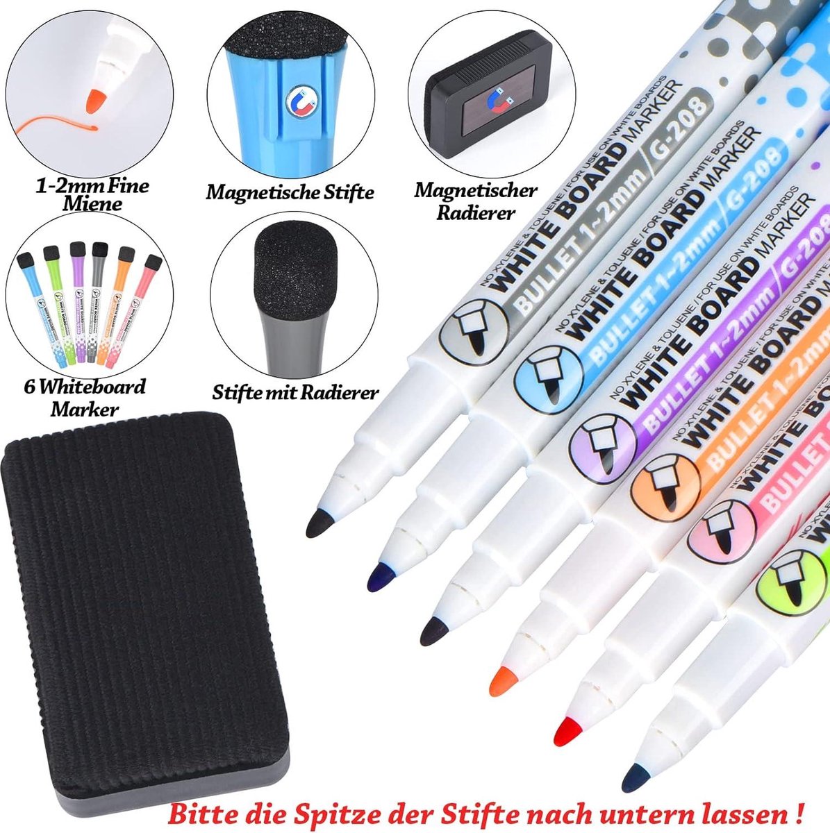 Whiteboard Familieweekplanner Maandplanner Dagplanner To-Do-Lijst - Afwasbaar Magneetbord voor Koelkast - Maandkalender Memobord Afsprakenplanner in het Duits - Magnetisch