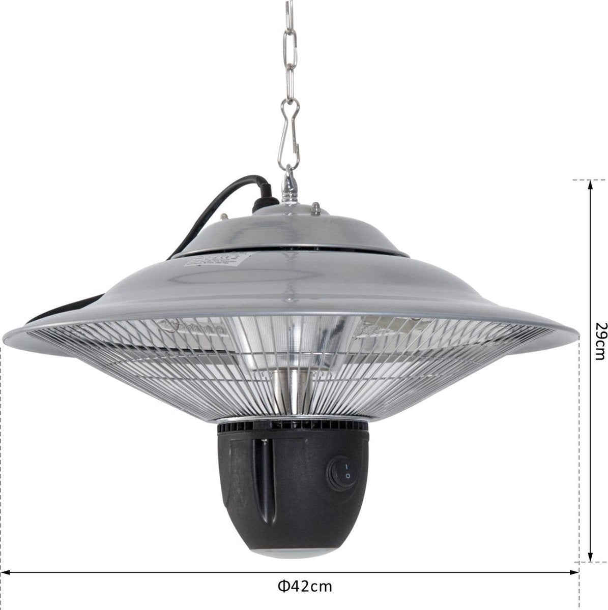 Terrasverwarmer met LED verlichting - Inclusief afstandsbediening - Heater - Warmtelamp - Verwarming - 1500 W - Zilver