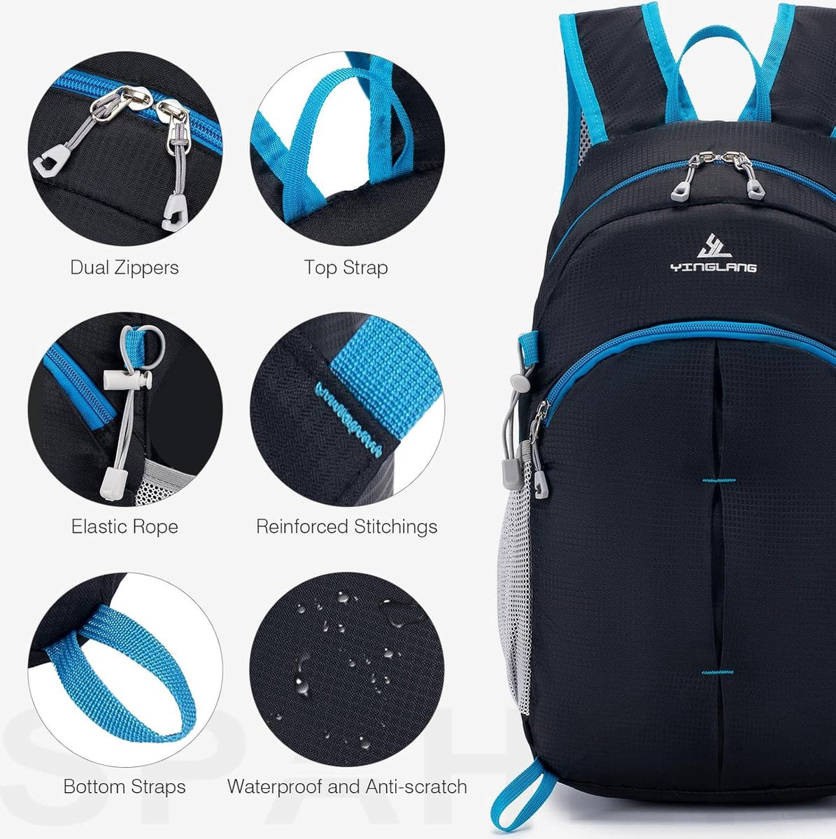 Foldable Travel Backpack Carry-on Luggage Ultralight Hiking Backpack 20L Waterproof Daypack for Outdoor Hiking Camping