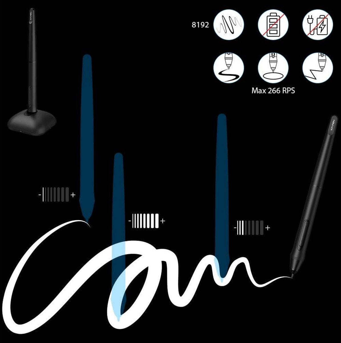 Grafisch tablet XP-PEN DECO01V2 - tekentablet 10 x 6 inch - passieve pen - 8192 drukniveaus - kantelfunctie - 8 sneltoetsen - Windows/Mac OS/ChromeBook/Android. Bamboo Pen