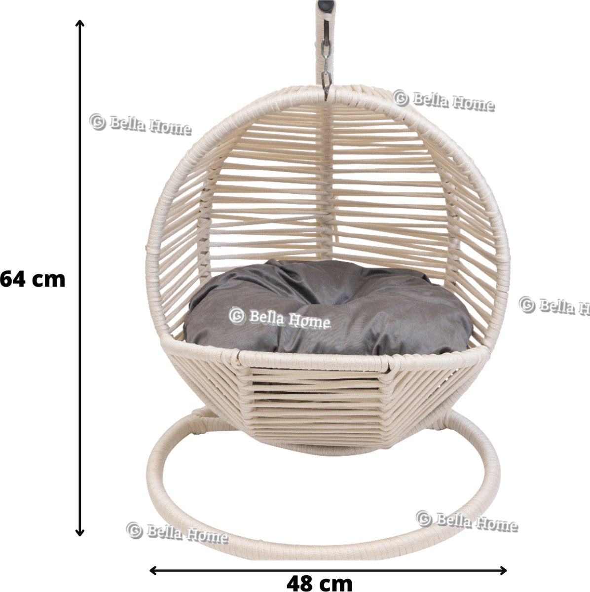 Bella Home Simba - Mini Hanging Chair - Cat - Dog - Cream - Grey cushion