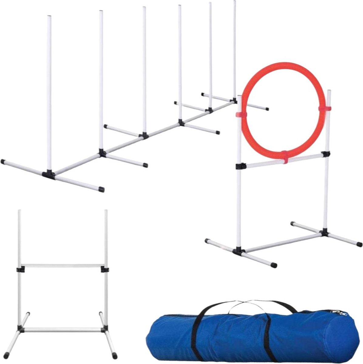 Agility for Dogs - Complete Set Including Carry Bag - Dog Training - Dog Slalom - Agility Set for Dogs