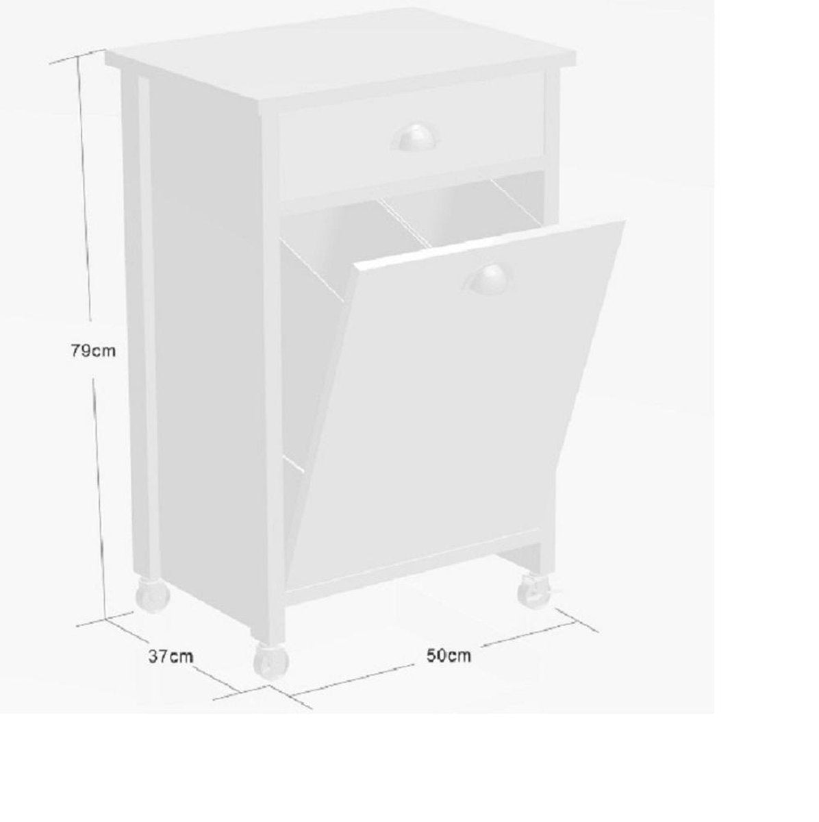 Waste separation bin 2 bins with drawer and top - 37x50x79 cm - White