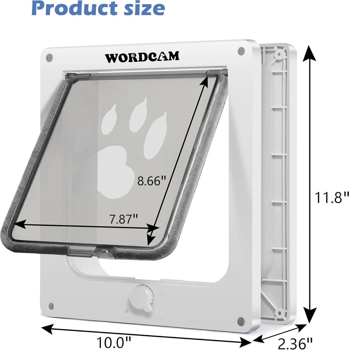 Cat Flap - Large Cat Door Flap - Thick Cat Door for Interior and Exterior Doors - 4-Way Locking - Indoor Pets - Up to 20 lbs - Easy Installation - Weatherproof (White)