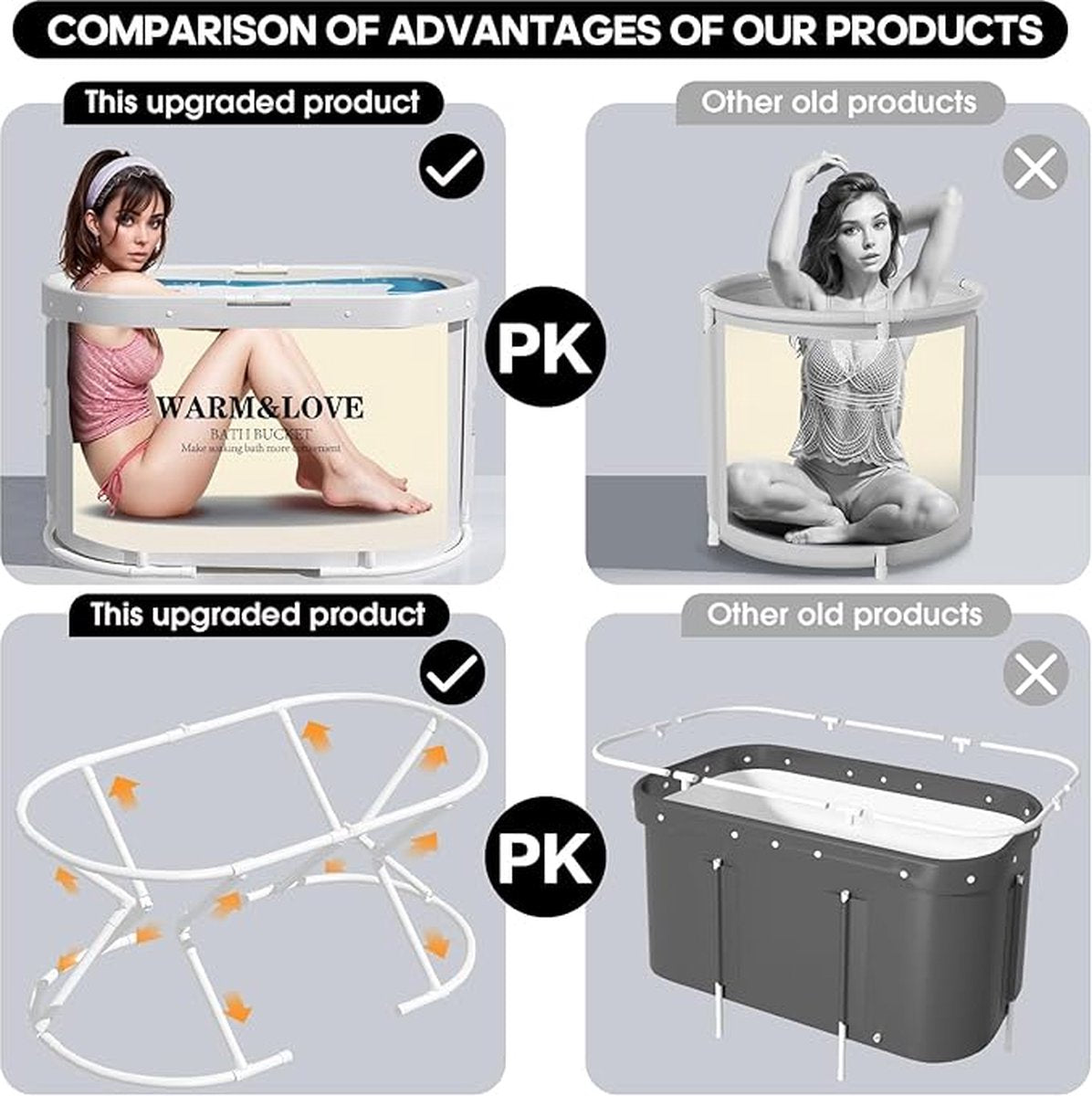 Bathtub - Foldable Bathtub - Mobile Bathtub - Ideal for small bathrooms - Ice bath - Hot bath