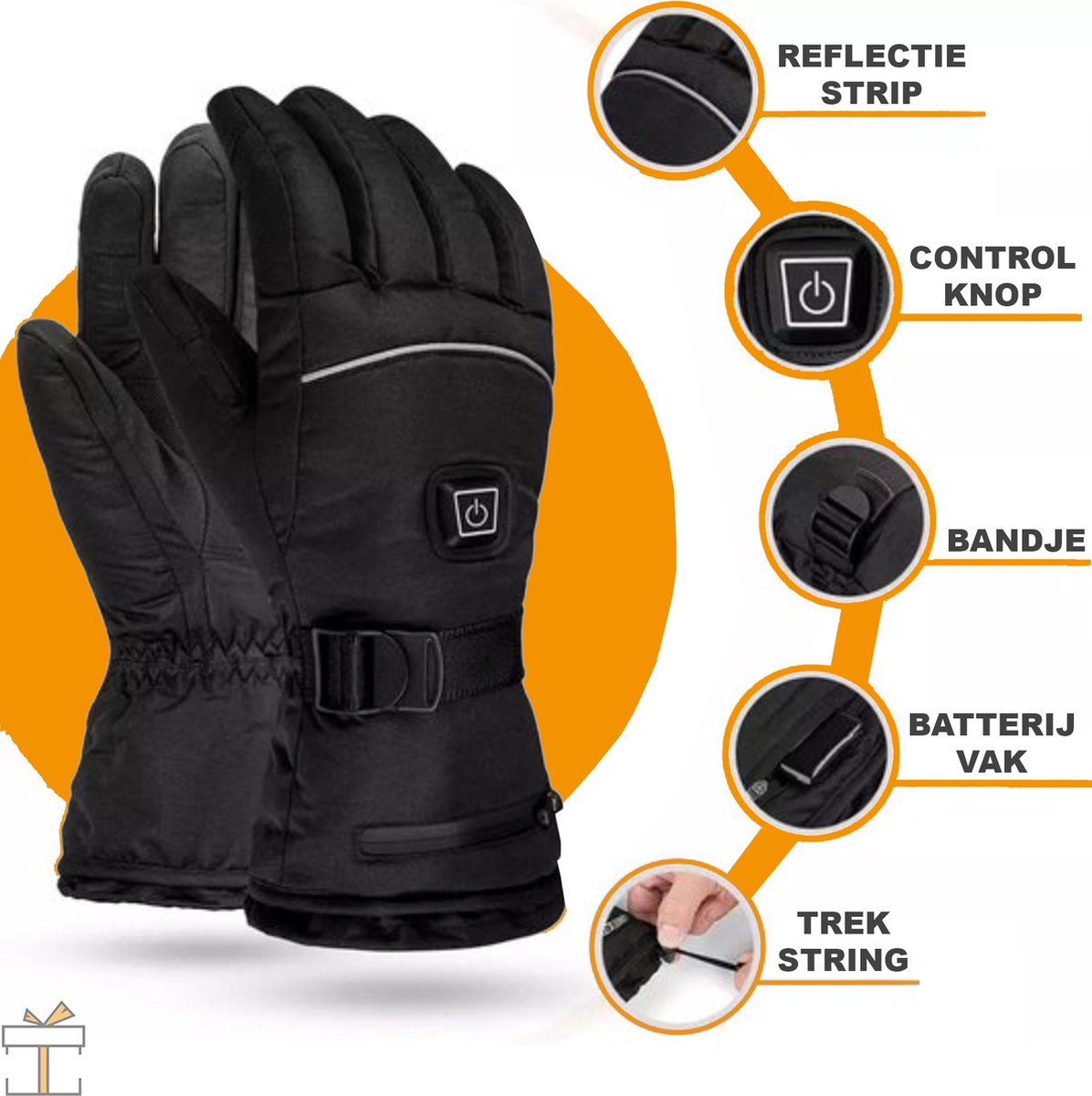 Happyment® Heated gloves - Rechargeable - Unisex - Electric heating - Motorcycle gloves - Size M/L - Battery 4000mAh