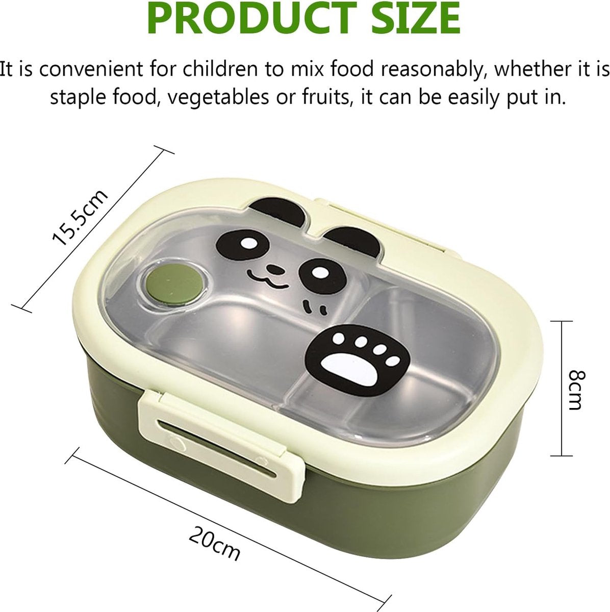 Stainless steel children's lunchbox with compartments, lunch box with divider, BPA-free bento box, snack box for girls and boys, snack box for school and kindergarten