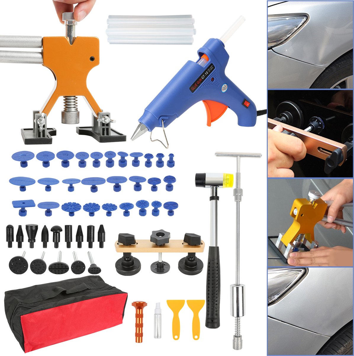 57-delige uitdeukset deukentrekker uitdeuken sterke zuignap slagtrekker - Auto deukverwijderaar – Uitdeuken – Autoreparatieset - Eenvoudig in gebruik - Autodeukverwijderaar - Autodeuk