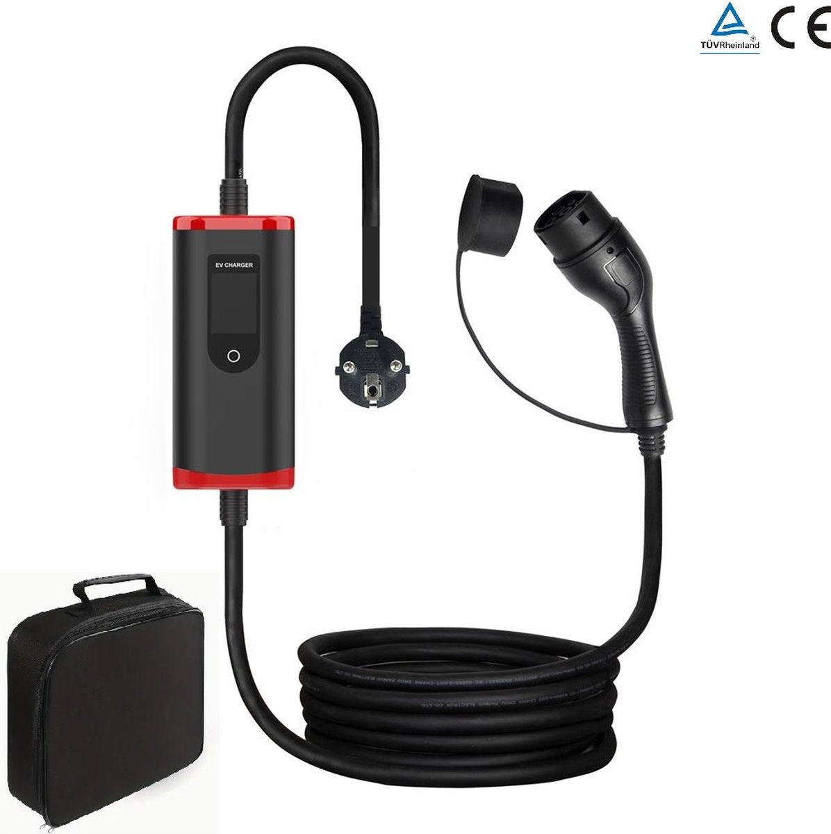 Mobiele EV thuislader - 220V - 1 fase - 3.6kW - 16A - 5 meter - Type 2 - Incl. opbergtas - Geschikt voor elektrische auto's en plug-in hybrides - VPC-B2-16AC-5M