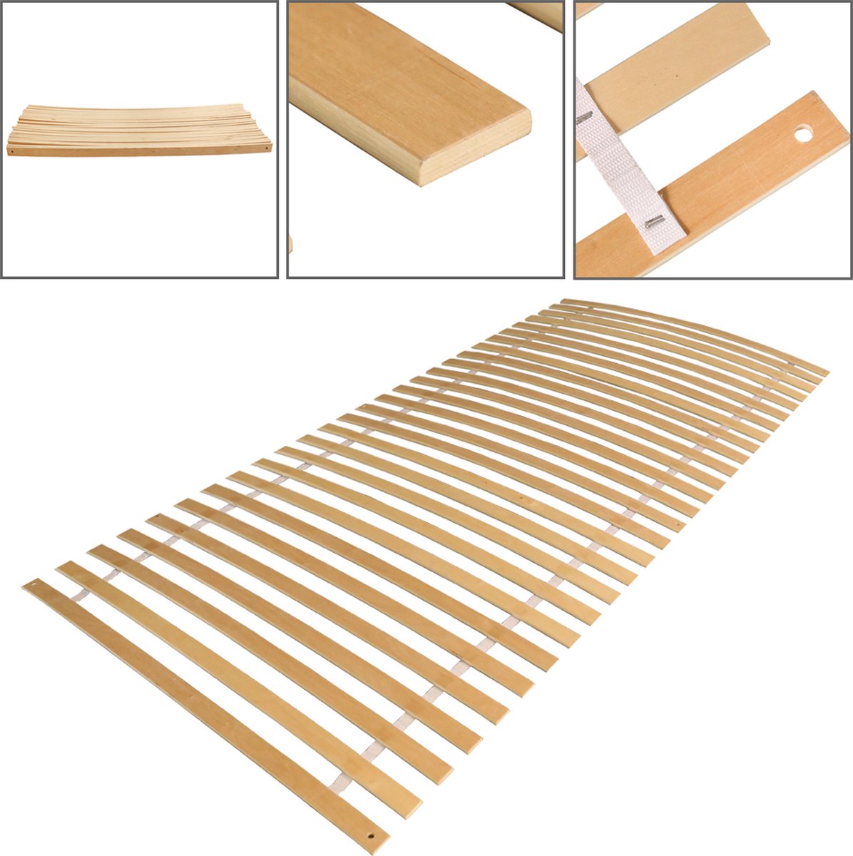 Lattenbodem 90 x 200 cm 2 stuks - Bedbodem - 28 latten - Vlak - Max. 150kg - Hout - Rol lattenbodem