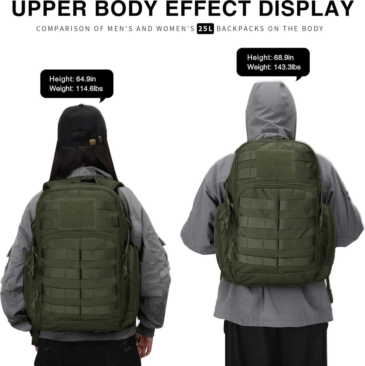 Military backpack for men, 25 l/28 l/40 litres, work, for tactical assault hiking, travel, outdoor