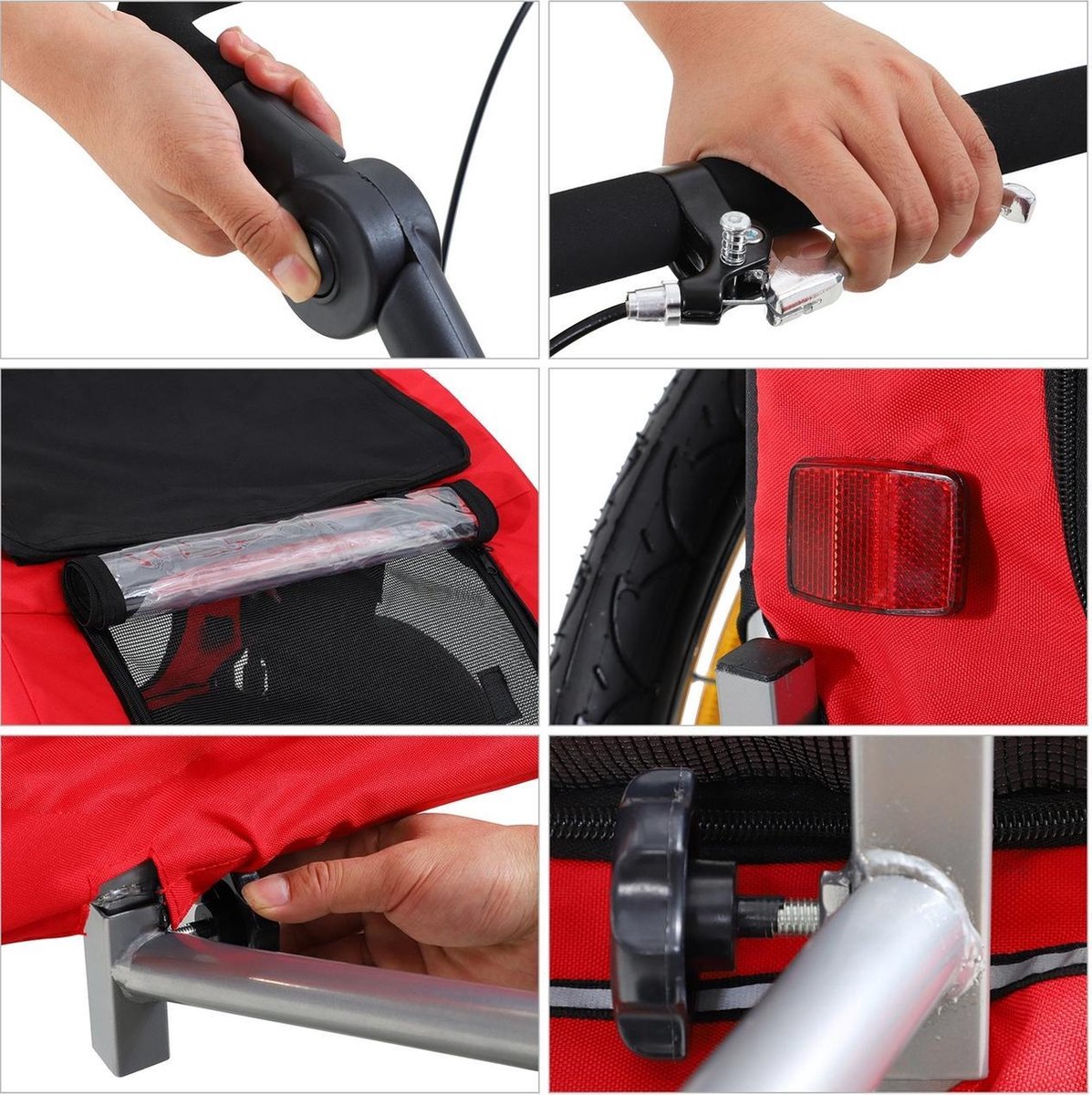 Hondenfietskar - Fietskar - Hondenaanhanger - Buggyfunctie - Geveerd en geremd - Groen/Grijs - 130 x 90 x 110