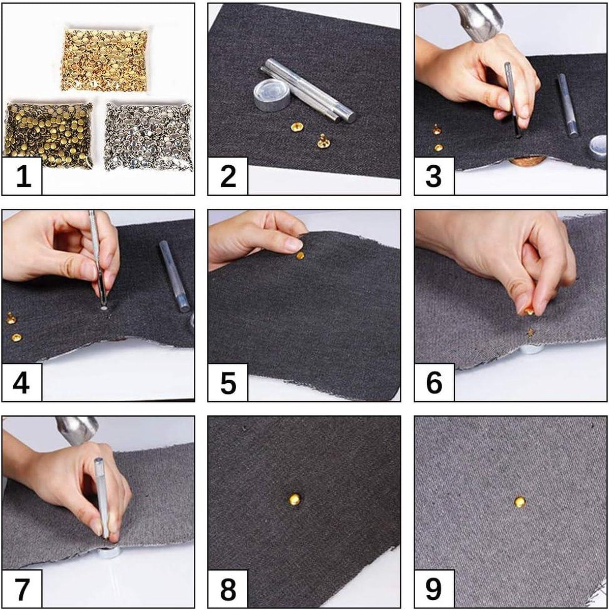 336-delige leervakgereedschapset - doe-het-zelf leervakset met drukknopen - leerpons, handwerkboor, slijpen, naaien, stiksels, stempelen, snijwerk