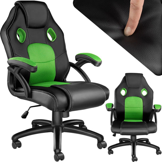 tectake® - bureaustoel gamingstoel - luxe bureaustoel kantoorstoel - racingstoel bureaustoel gamestoel Mike - zwart/groen