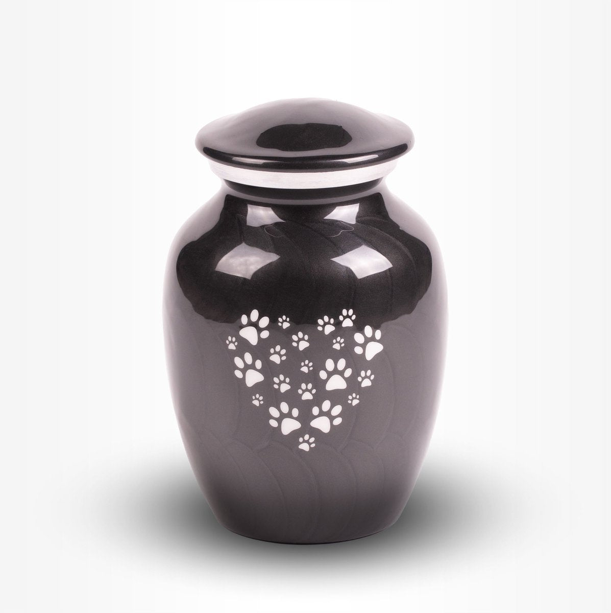 Pet Urn Dog Cat Medium 750 ml Black White Paws Heart