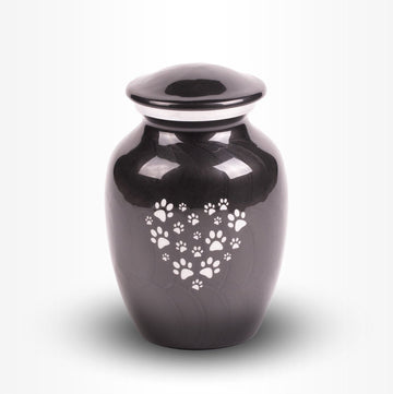 Dieren Urn Hond Kat Middel 750 ml Zwart Wit Pootjes Hart