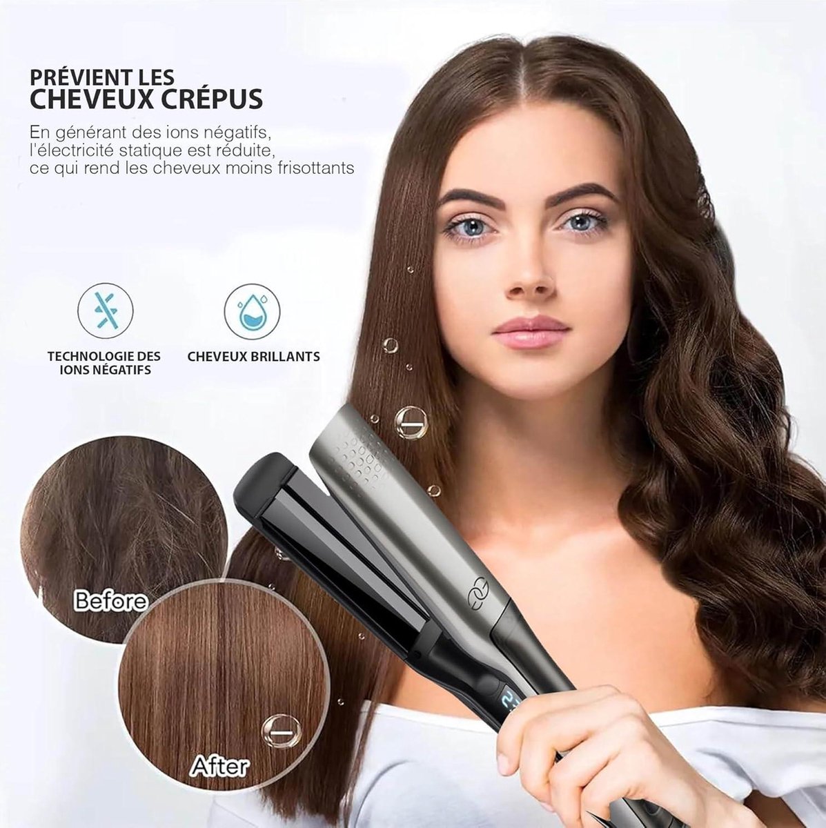 Steam Hair Straightener and Curler - Steampod Pro Platinum Edition - 10 Temperature Settings - Wide Plates