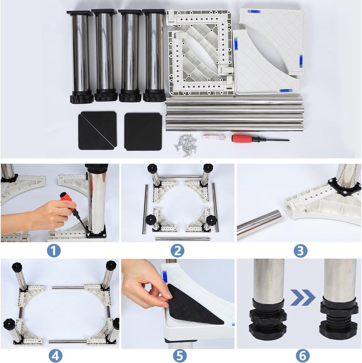 Base for refrigerator, pedestal, height 28-31 cm, adjustable pedestal for dishwasher, freezer, freezer, kitchen cabinet and static household appliances (adjustable 45-67 cm)
