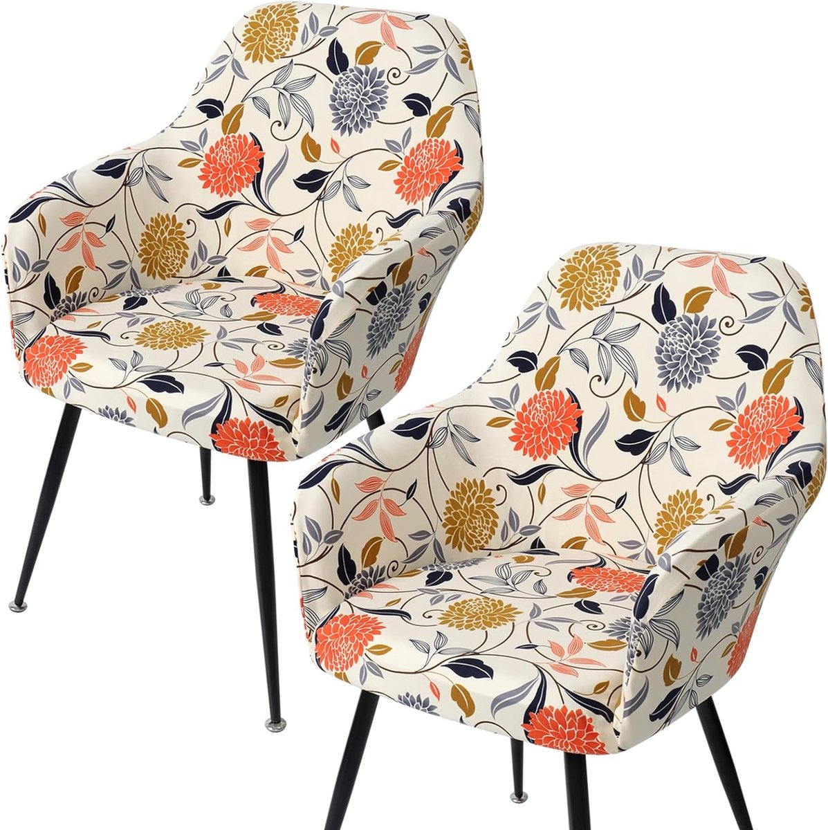 Stoelhoezen, rekbare stoelhoes, set van 2, kantelbare stoelen met armleuningen, afneembare hoes voor bureaustoelen, eetkamerstoelen, make-uptafel, stoel, keukenstoelen