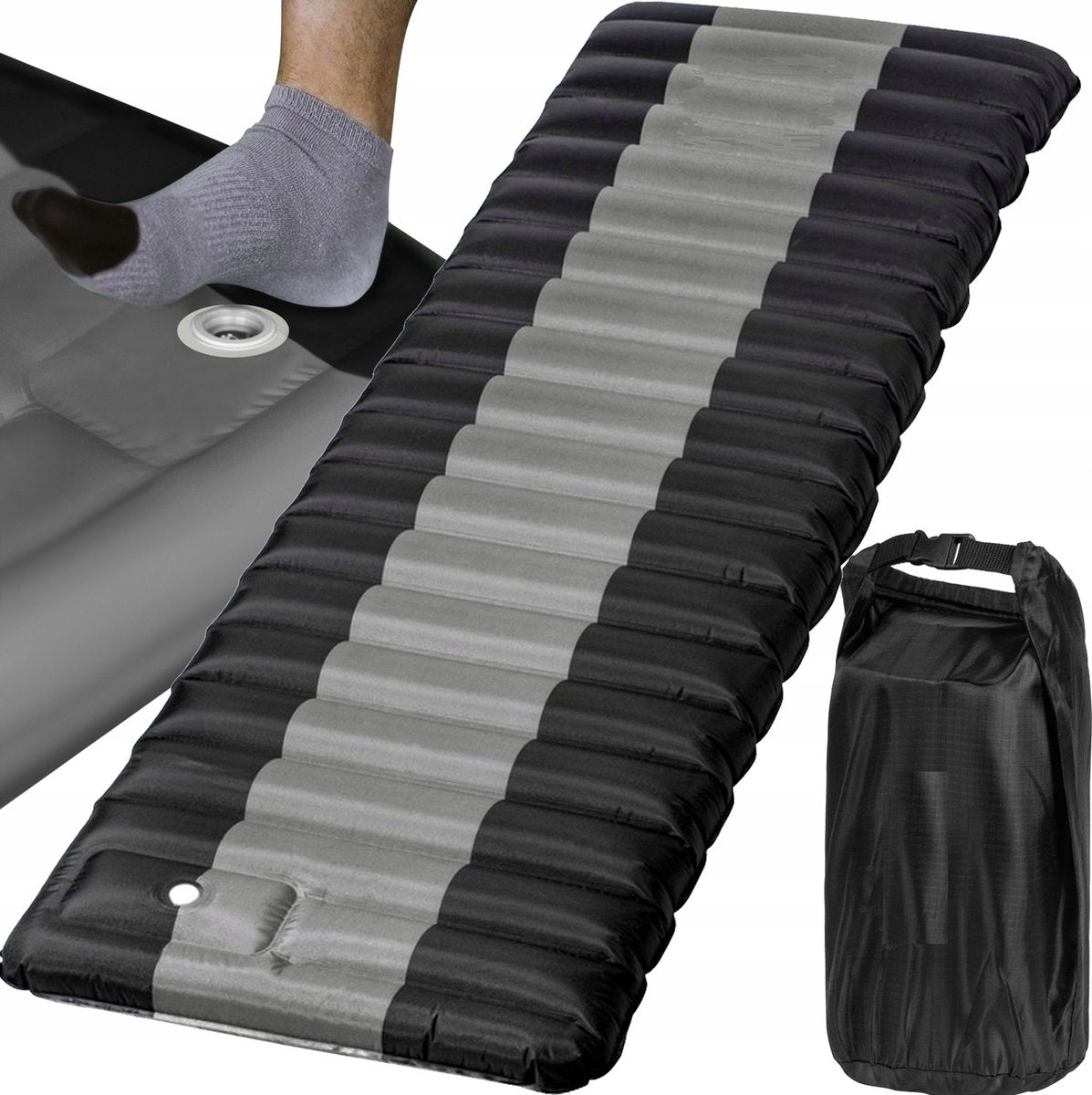 Quality Sleeping Mat with Built-in Pump 12cm Thick - Comfortable Air Mattress - Self-inflating with Foot Pump - TPU+80D Nylon - Airbed with Built-in Pump - Air Mattress with Built-in Pump