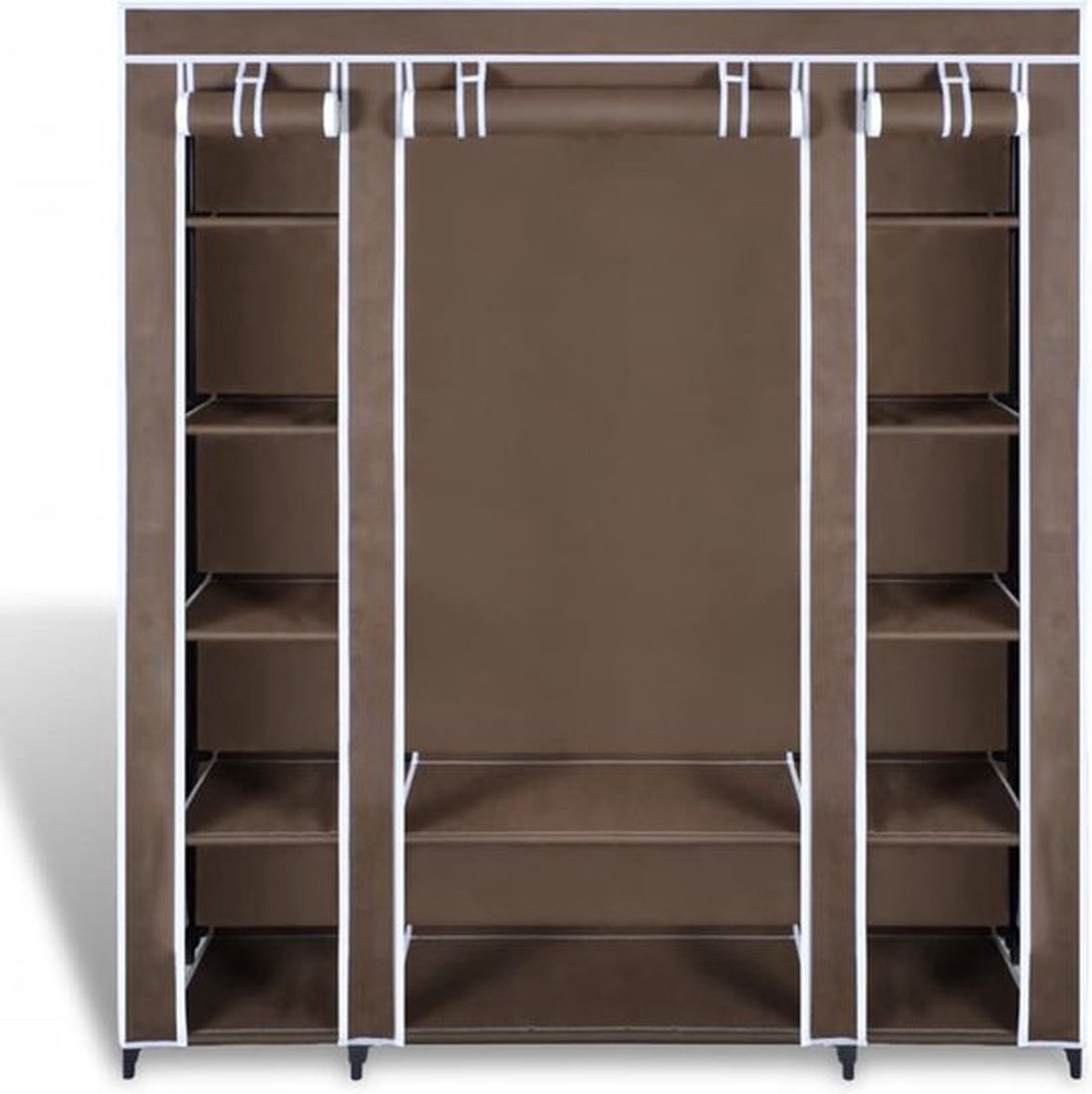 LG Life’s Green Vouwbare Kledingkast – 143x44x169CM – Kledingrek met 12 Legplanken en Ophangroede – Stoffen Kledingkast – 225KG Draagvermogen – Bruin