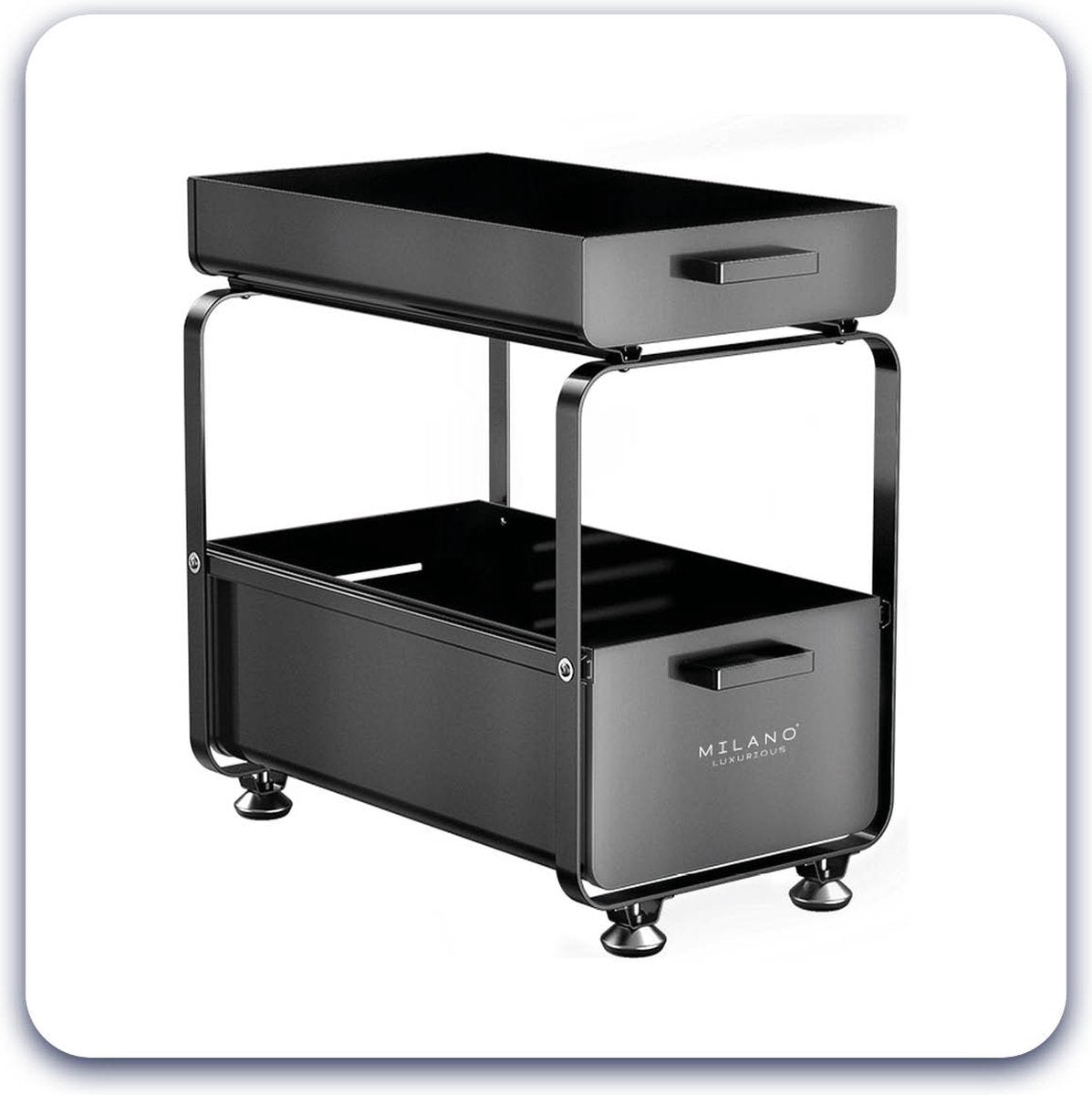Milano Luxe organizer lade zwart – Keuken ladekast – Gootssteenkast organizer – Opbergrek voor het aanrecht – Tweelaags ladesysteem – Opslag voor keukenkast of badkamerkast