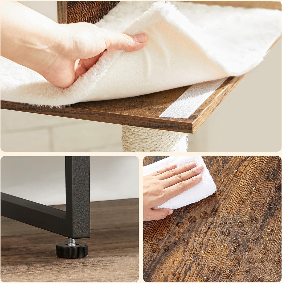 Krabpaal - Krabpaal voor katten - Kattenkrabpaal - Krabpalen - Kattenpaal - Kattenmeubel - 12.8 kg - MDF - Staal - Bruin - Zwart - 74 x 34 x 114 cm