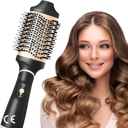 Professional 5-in-1 Hot Air Brush with Titanium Coating - 1000W, Negative Ions, 3 Temperatures, 2 Airflow Settings - Hair Dryer Brush, Hair Dryer, Brush, and Styling Brush in one