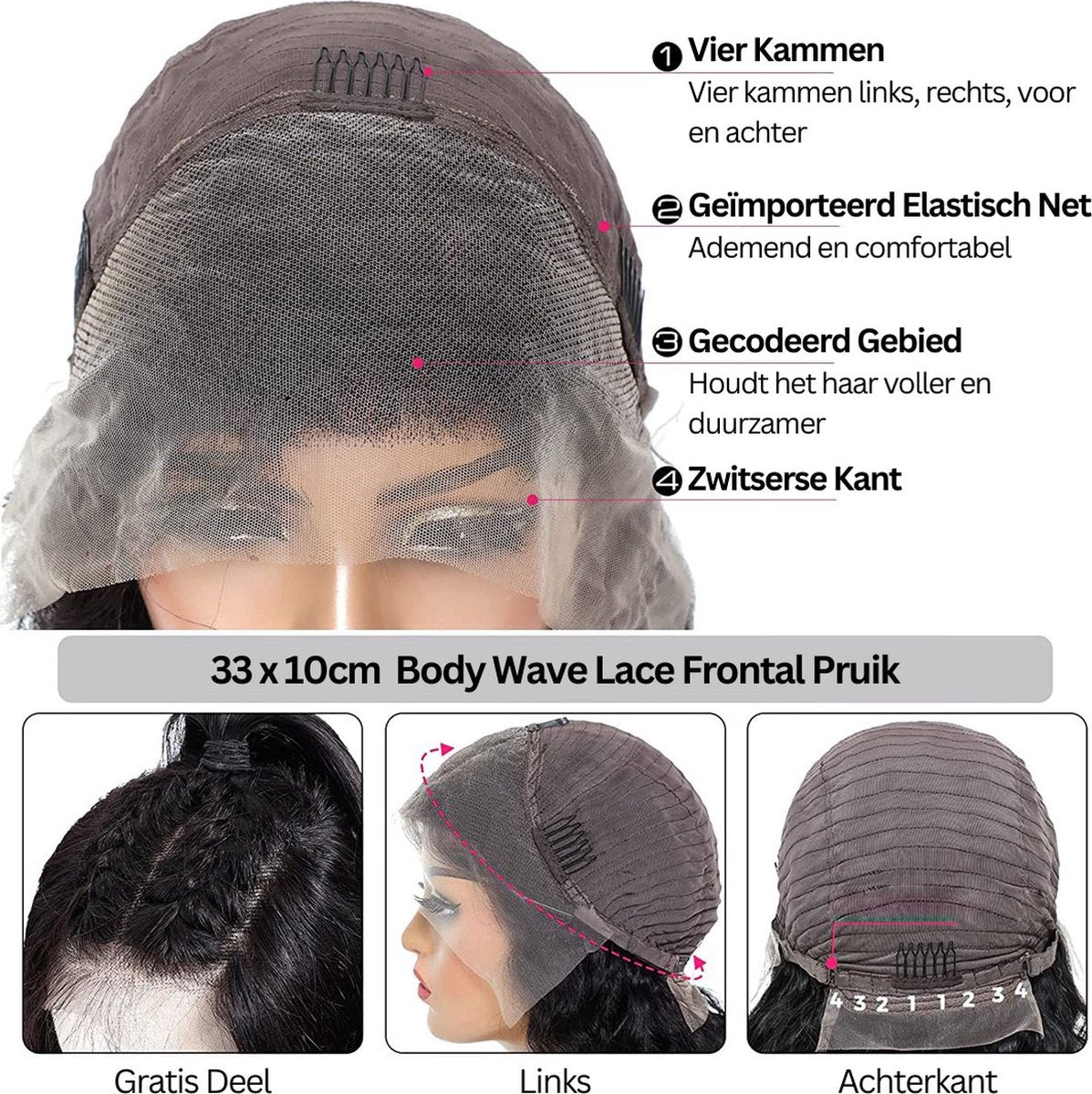Wigs Women Real Hair - Wigs Women Long Hair - Wig Black - 40 cm
