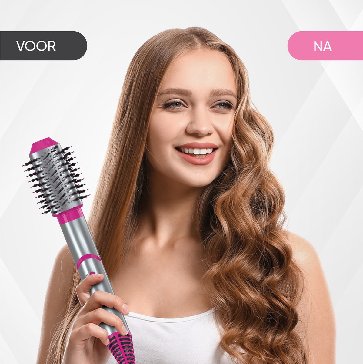 VENEUX® 6-1 Föhnborstel - Airstyler - Krulborstel - Grijs / Roze - Krultang