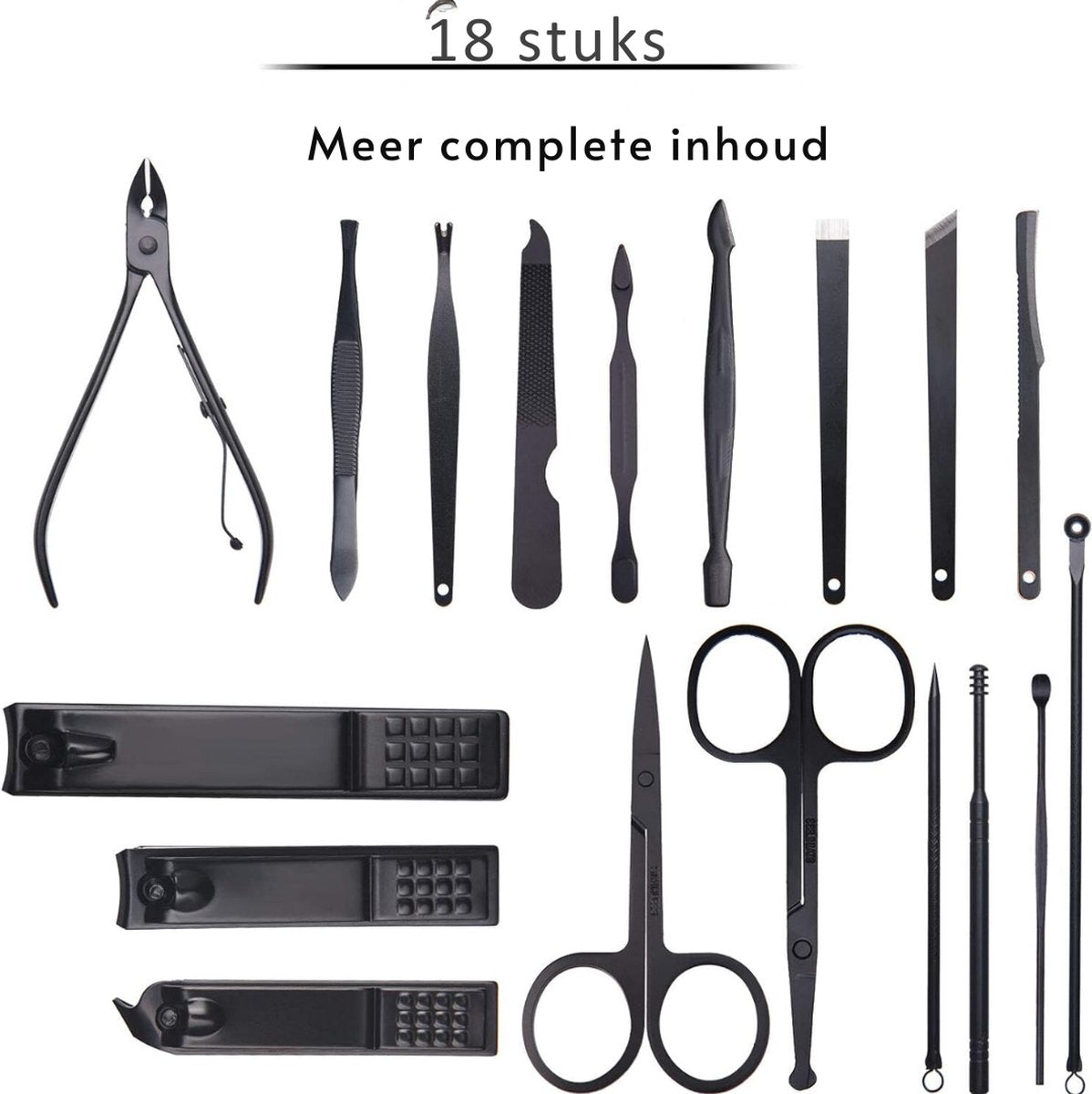 Pedicureset - Elektrische Nagelfrees - Nagelverzorging - 18-Delig - Met Opbergtas - RVS - Groen