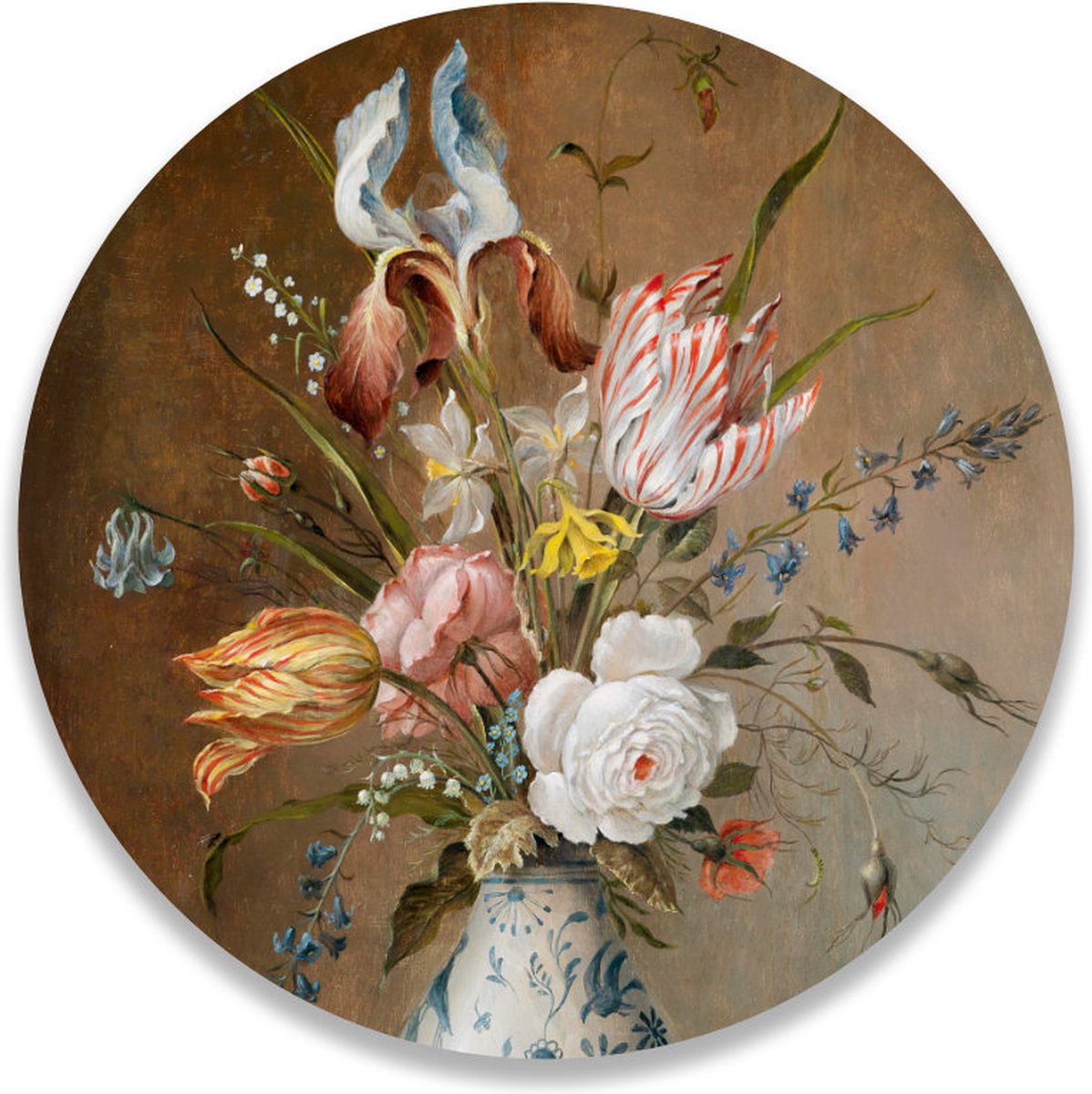 Wall Circle Still Life With Flowers Balthasar van der Ast | ⌀ 80 cm | Wall decoration | Indoor Wall Circle | Forex | Round Paintings
