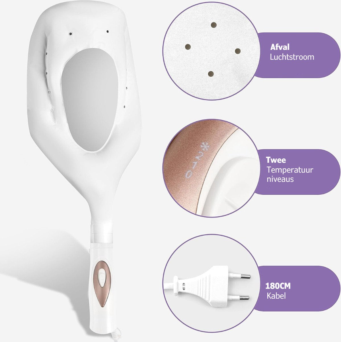 3-in-1 Droogkap – Haardroogkap – Haardroger Met Droogkap – Föhn Opzetstuk - Föhn En Krulborstel In één - Inclusief Praktische Opbergtas - Haarstomer Voor Thuis - Wit