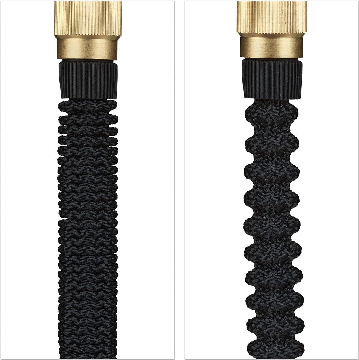 Flexible garden hose 15 meters - expandable - black shrink water hose - 1/2'' and 3/4'' connection