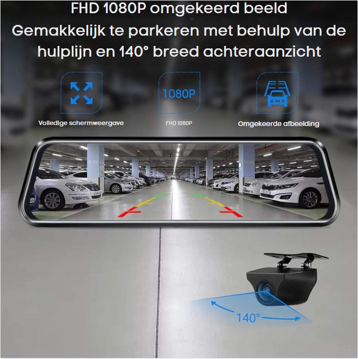 Dashcam - Beveiliging - Universele Pasvorm - Met Achteruitkijkfunctie - Scherm - Autocamera