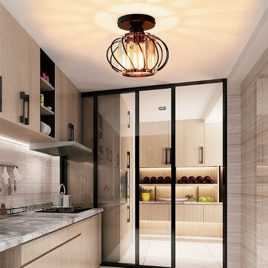 Modern Crystal Ceiling Light - LED Round Crystal - Chandelier - Black - Aisle or Hall Lamp - Crystal LED Lamp - Ceiling Lamp