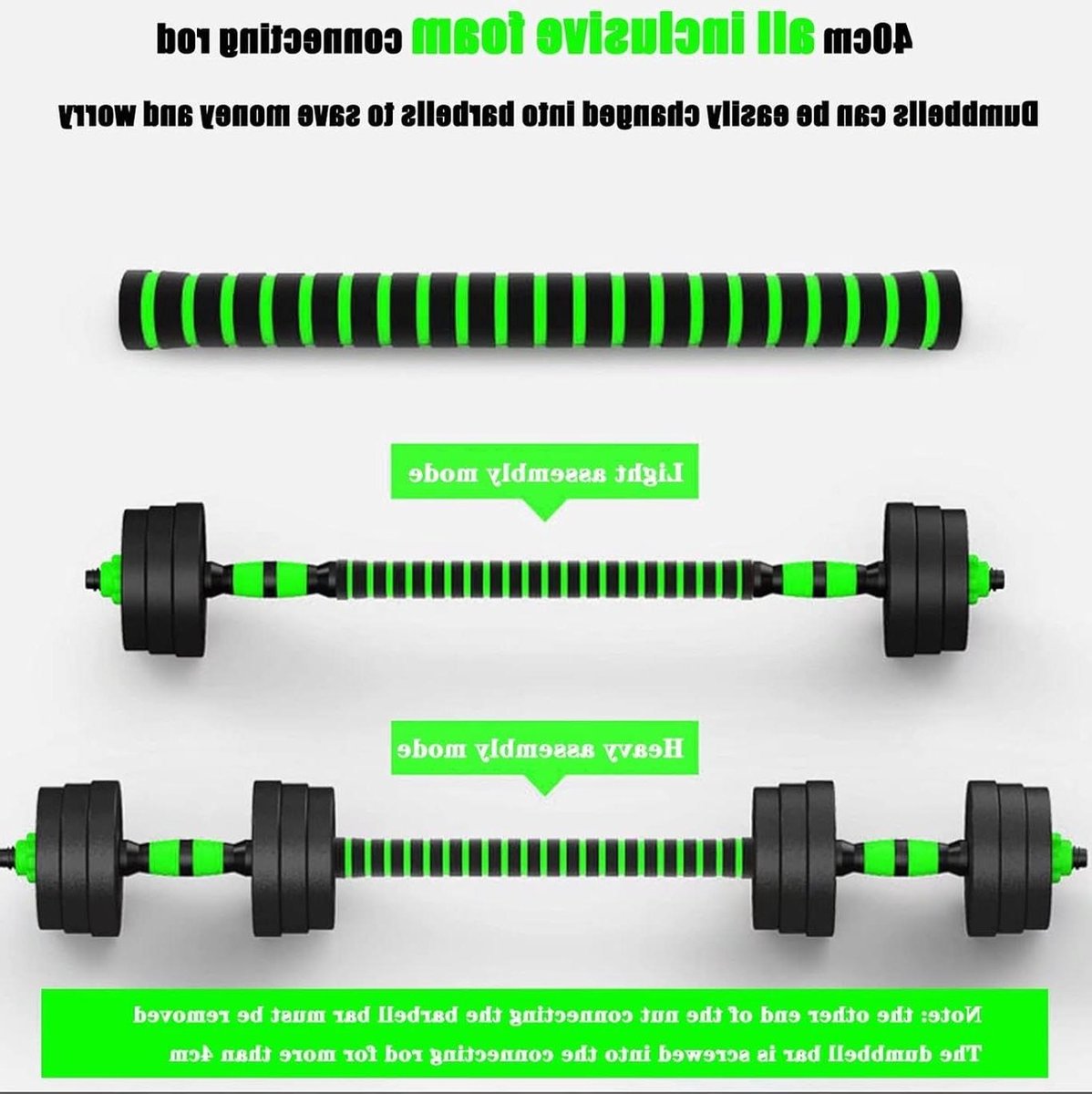 Verstelbare dumbbellset 10 kg (2x5 kg) - 1 paar - 3-in-1 halter met halterstangverbinding - voor heren en dames - krachttraining thuis - fitnessgewichten - halters - lange halter - halterset met gewichten