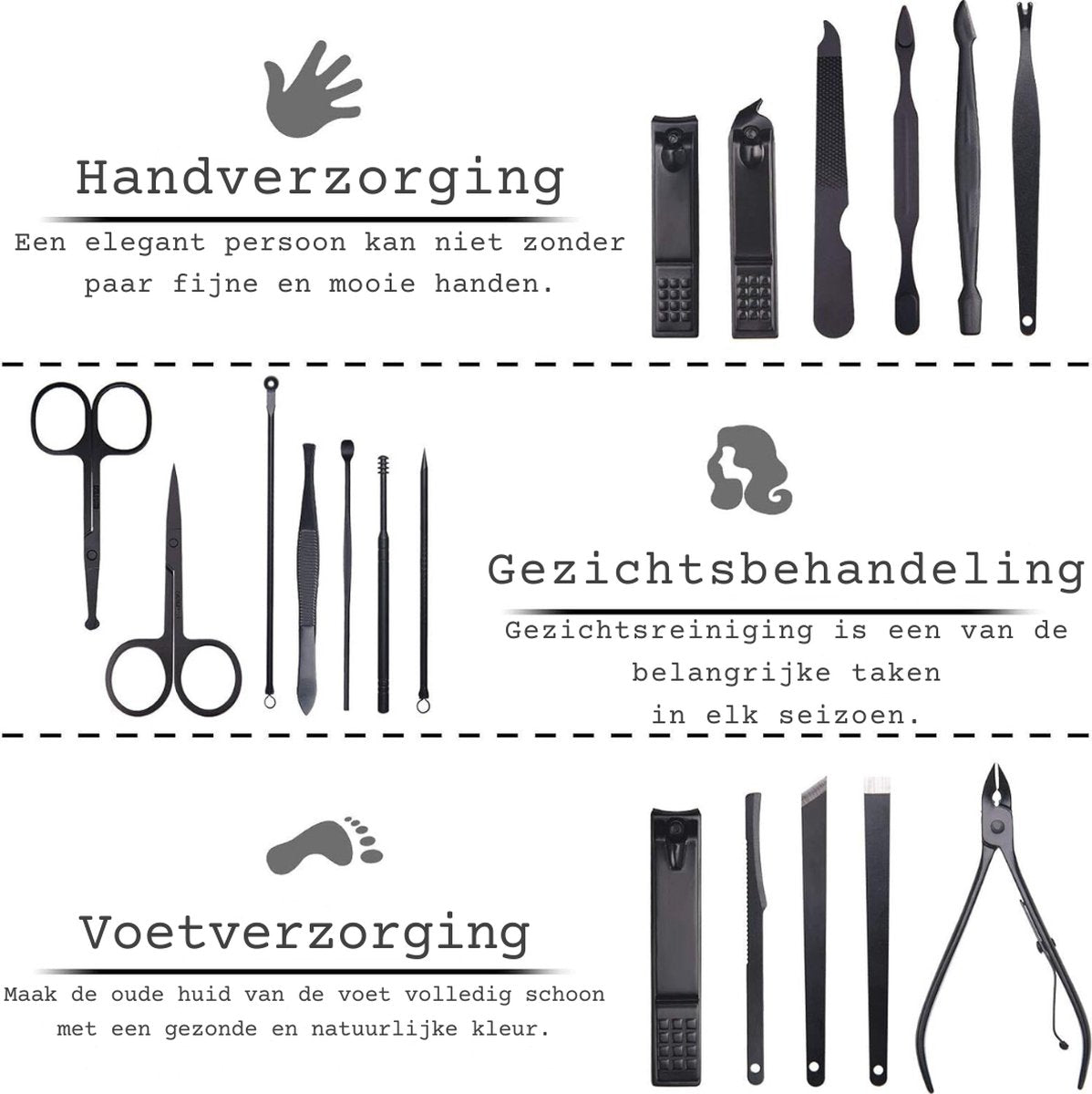 Pedicureset - Elektrische Nagelfrees - Nagelverzorging - 18-Delig - Met Opbergtas - RVS - Groen