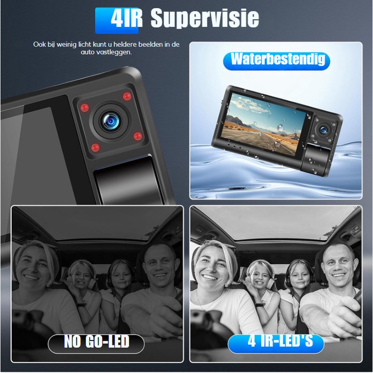 Dashcam - Beveiliging - Universele Pasvorm - Met Achteruitrijcamera - Monitor - Autocamera